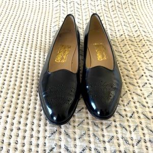 Salvatore Ferragamo black flats.  Size 9AAAA.